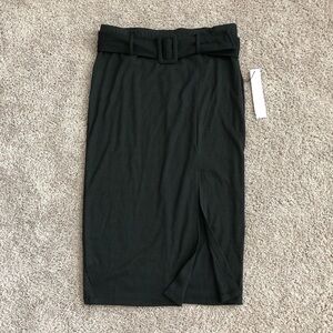 June & Hudson Black Ribbed Midi Skirt Size S